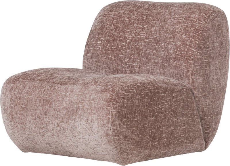 Poltrona Woood nomu crackle - velluto - rosa chiaro - 74x76x92