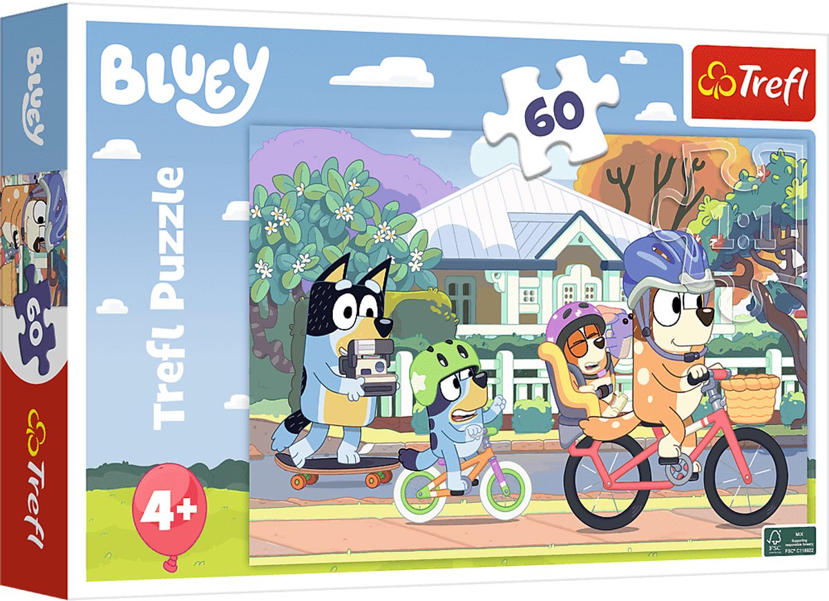 Puzzle Trefl bluey - allegro gioco da ragazzi 60 pezzi.