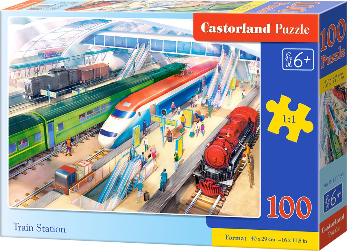 Castorland train station – puzzel – 100 stukjes – treinen – premium kwaliteit