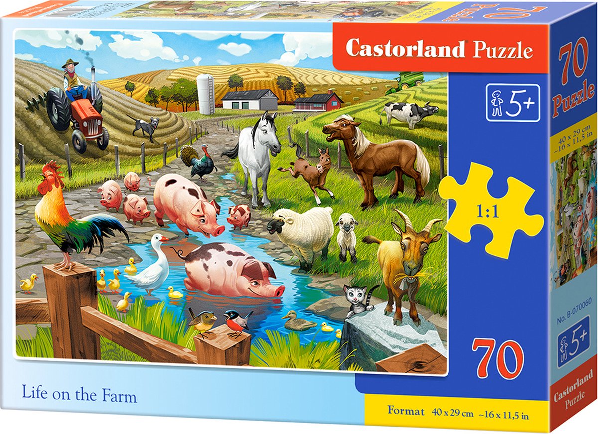 La vida de Castorland en la granja – rompecabezas – 70 piezas – granja – calidad premium