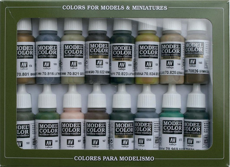 Vallejo model color set german camouflage wwii - 16 kleuren - 17ml - 70114