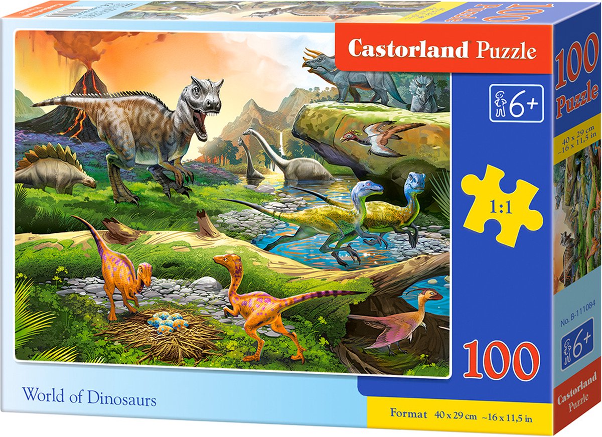 Castorland world of dinosaurs – puzzel – 100 stukjes – dinosaurussen – premium kwaliteit