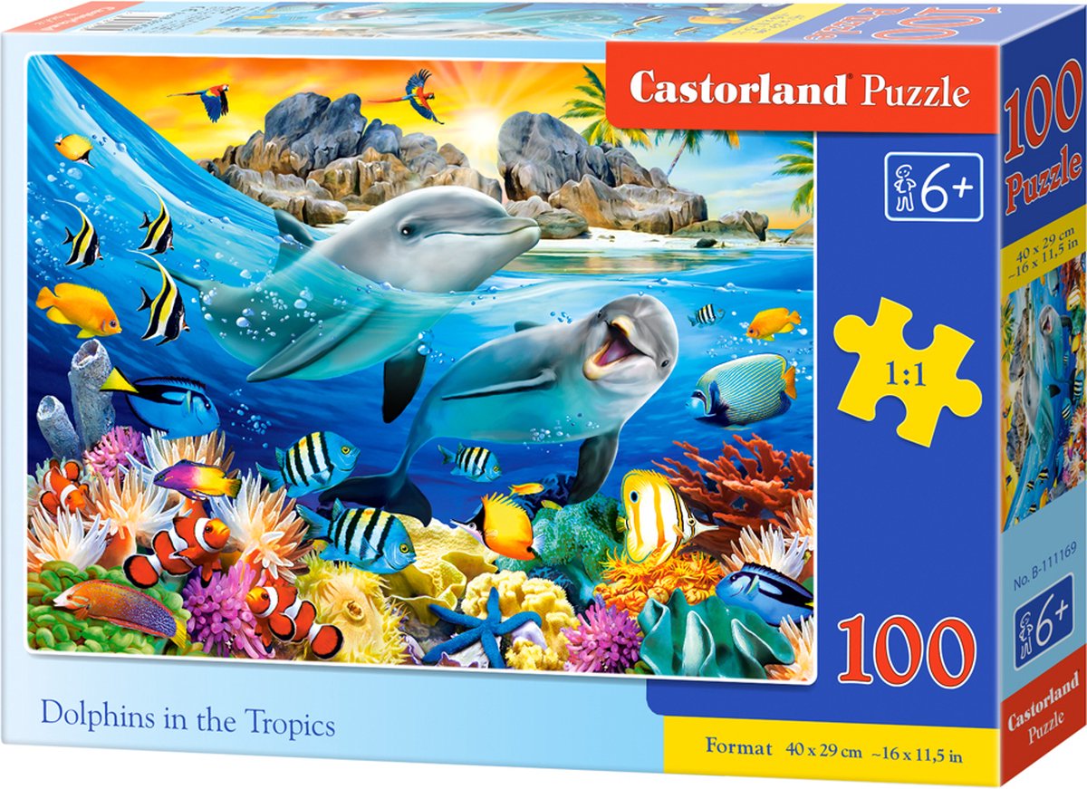Castorland dolphins in the tropics – puzzel – 100 stukjes – dolfijnen – premium kwaliteit