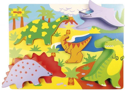 Dinosauro puzzle in legno Bigjigs - 5 pezzi.