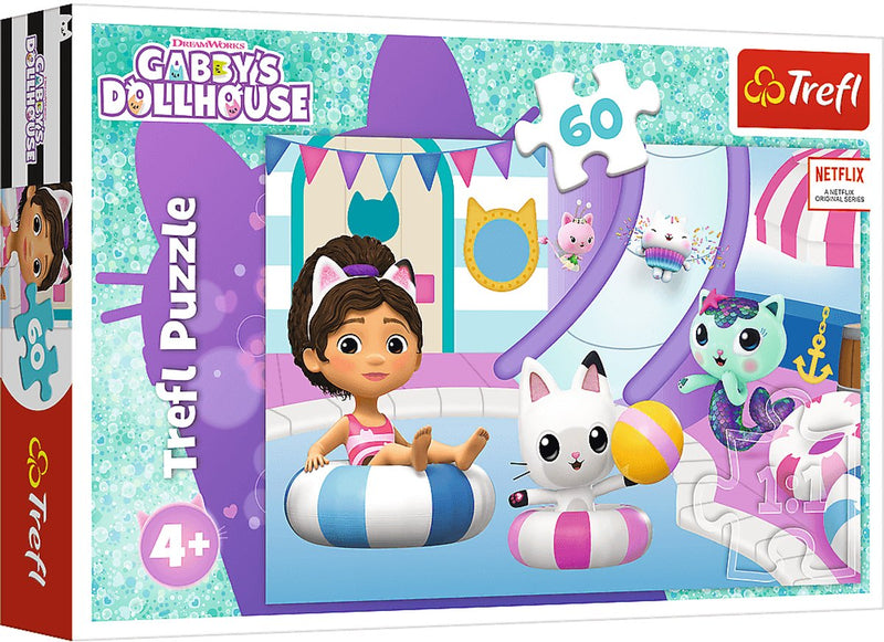 Trefl - puzzle 60 pz. - gabby in piscina - mondo del cotone artificiale