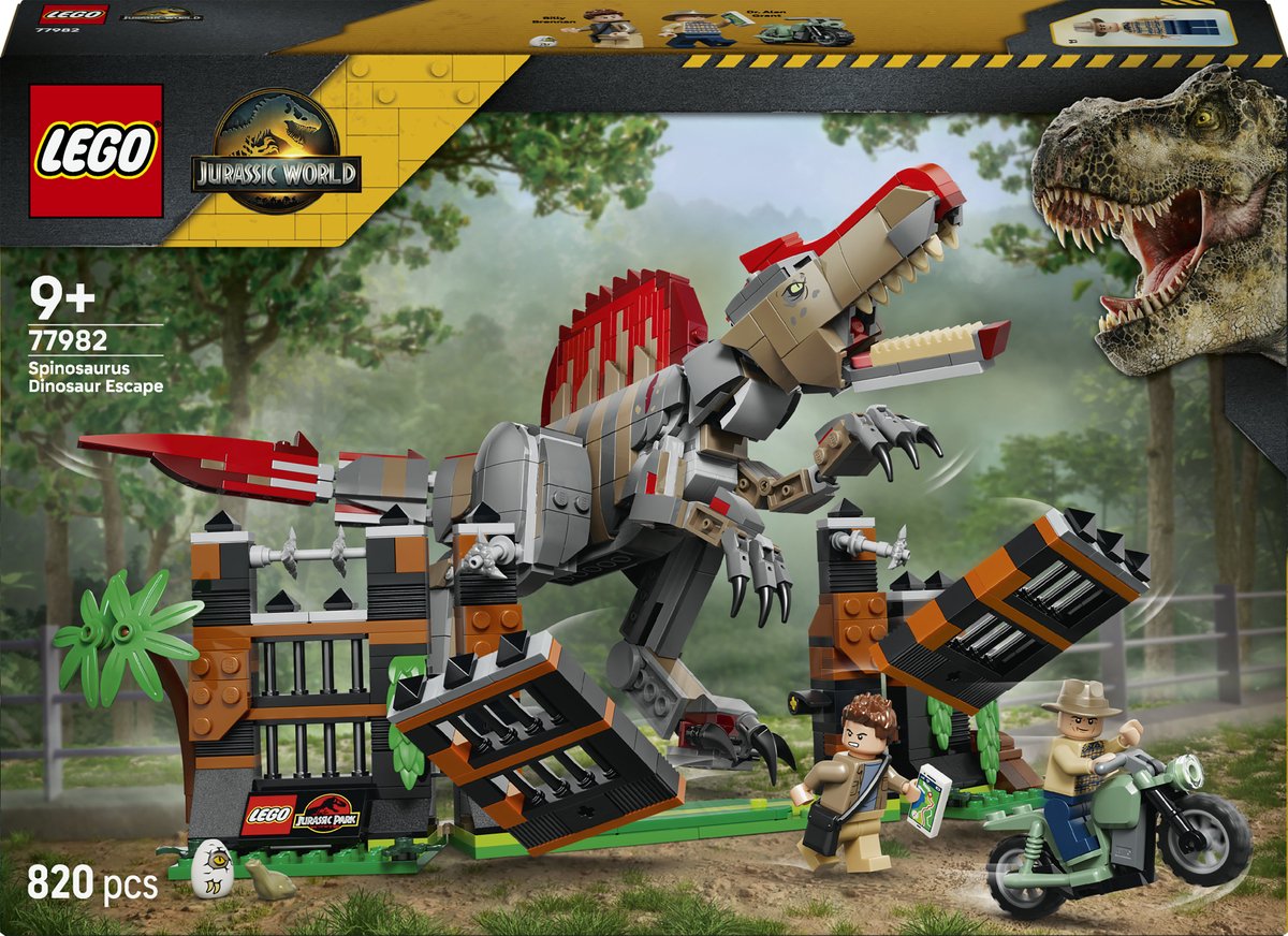 Lego Jurassic World Spinosaurus Fuga Dinosauro Giocattoli per Bambini 77982