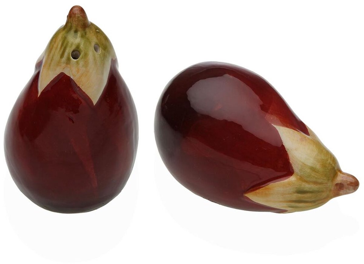 Versa peper- en zoutvat keramisch dolomite aubergine 8,5 x 5,3 x 5,1 cm