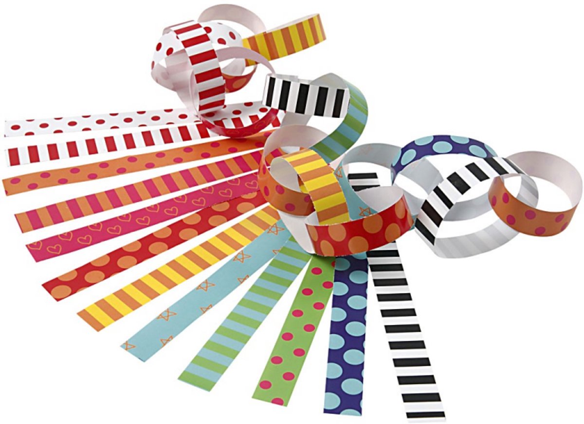Creativ company garland strips, printed, l: 16 cm, w: 15 mm, 400 pieces 1 box