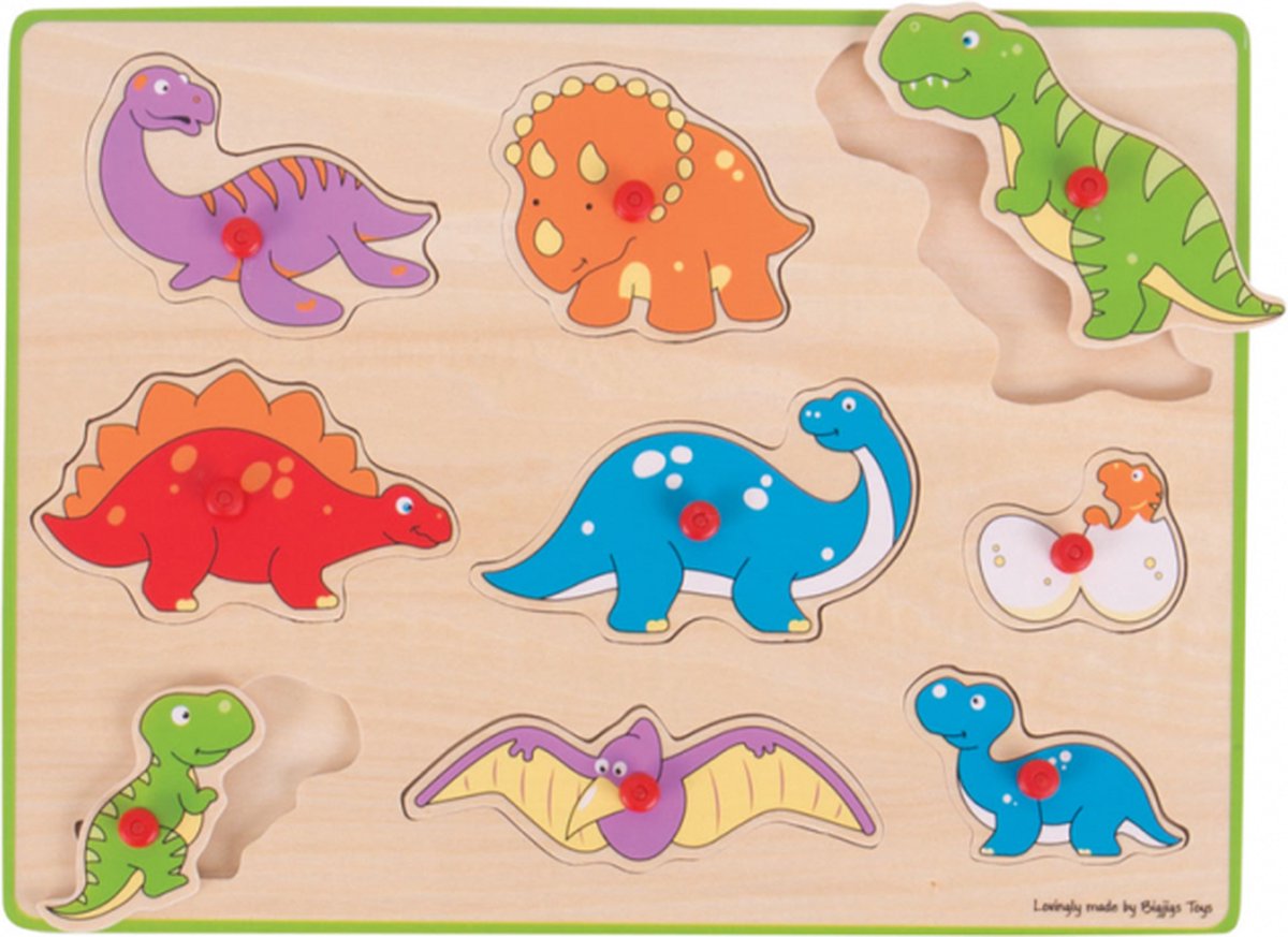 Bigjigs Wooden Nick Puzzle Dinos, 9dlg.