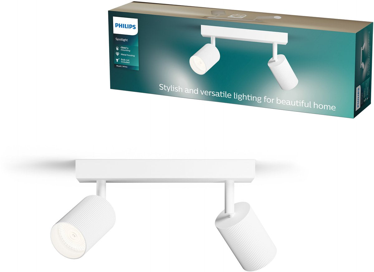 Philips wyatt opbouwspot - led gu10 fitting - richtbaar - 2 lichtpunten - clickfix - wit