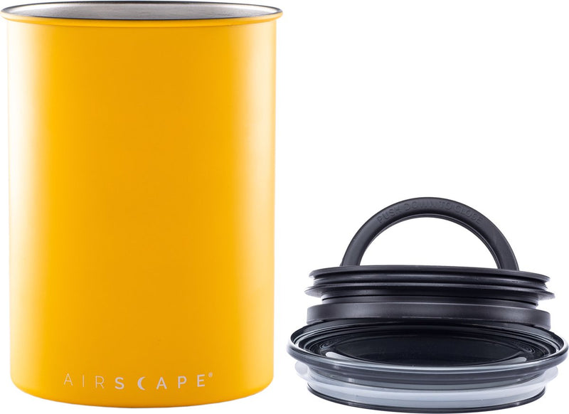 Design planetario - paesaggio aereo - chicchi di caffè - barattoli di conservazione - ermetici - caffè - acciaio - giallo opaco - 500 grammi