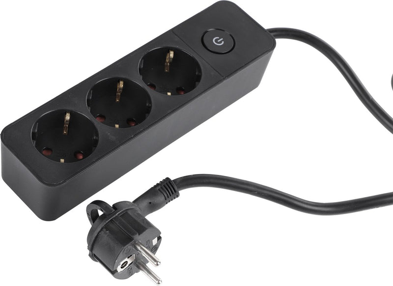 Presa Q-link - 3 vie - con interruttore - piatta - 3 x 1,5 mmâ² - 1,5 m - PVC - nera
