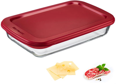 Ciotola in vetro Westmark West per prodotti a base di carne, capacità: 1600 ml, vetro borosilicato, chiusura ermetica, plastica di vetro, rosso trasparente, 235622e1