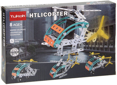 Kit di costruzione in metallo per elicottero, 106 pezzi.