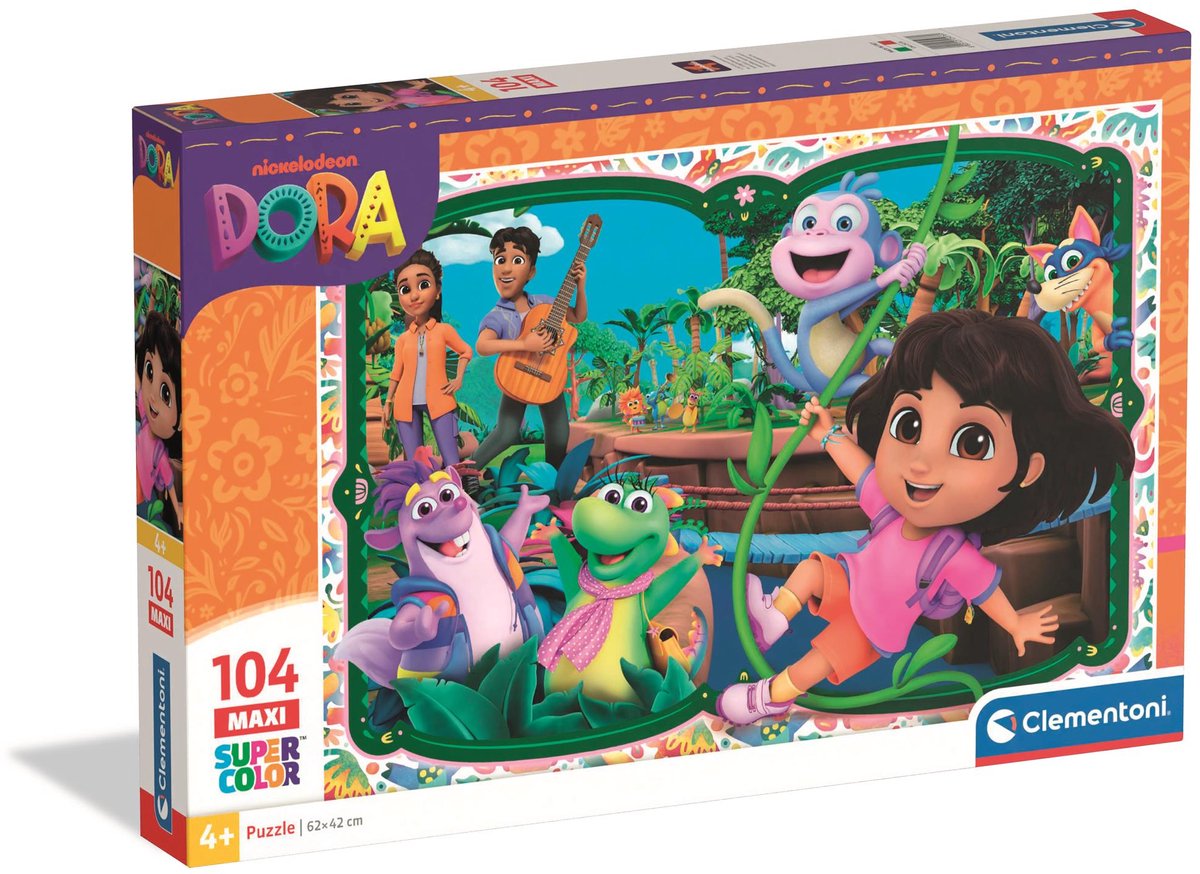 Clementoni - puzzel - dora the explorer - maxi - 104 stukjes - super color - vanaf 3 jaar