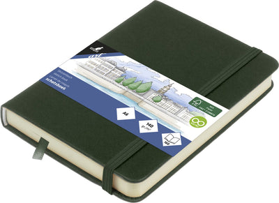 Quaderno per schizzi Kangaro - a6 - verde foresta - copertina rigida in pu - con elastico e nastro per la lettura - k-861218