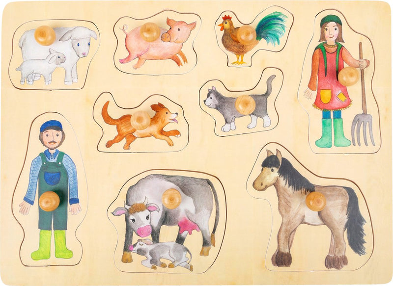 Puzzle a forma di piccolo piede fattoria in legno junior 9 pezzi
