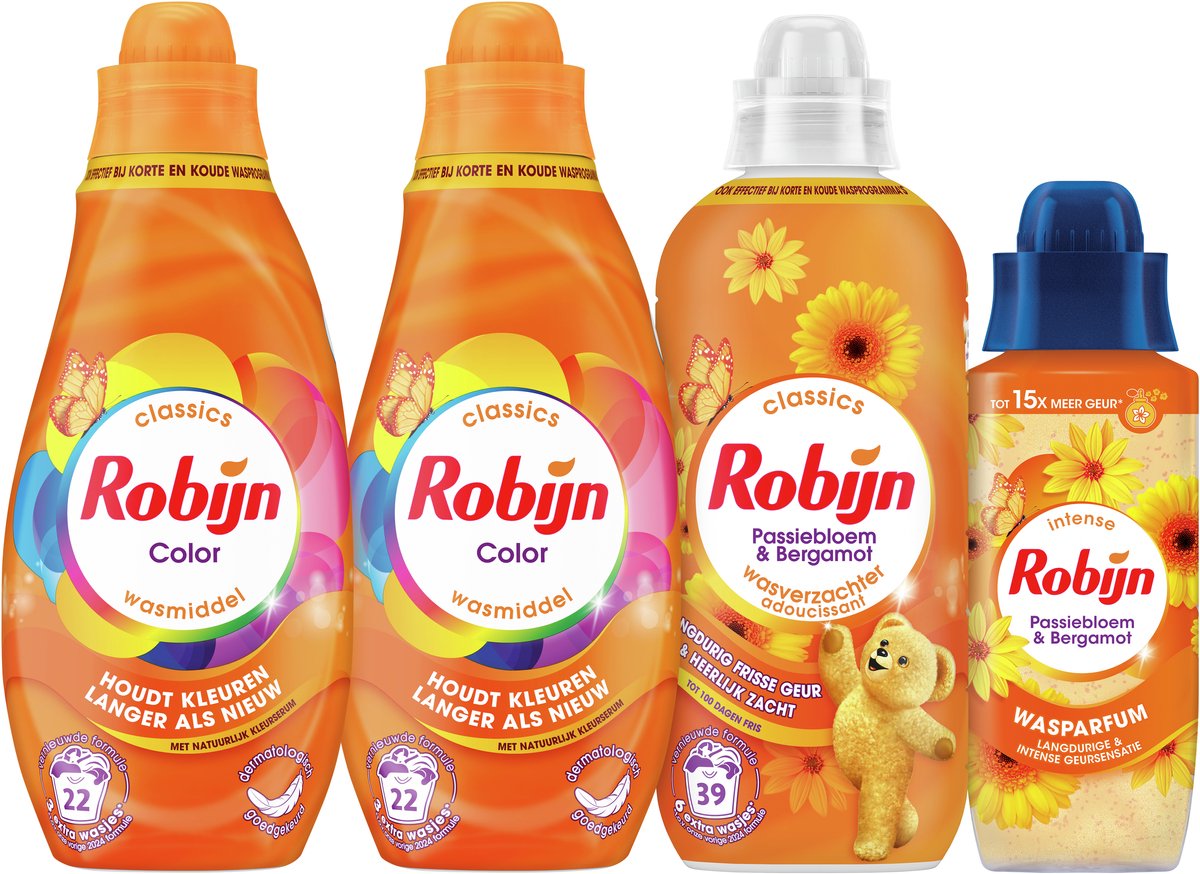 Abbinamento perfetto Ruby - bergamotto fiore della passione - 4 pezzi - 2x detersivo + 1 ammorbidente + 1 profumo di lavaggio - confezione risparmio