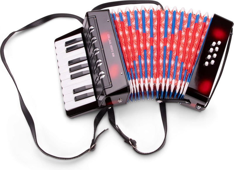 New Classic Toys ® fisarmonica giocattolo per bambini - strumento giocattolo - nero - incluso libretto di musica con 8 canzoni - da 3 anni