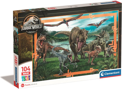 Clementoni puzzle puzzle super color maxi giurassic world, 104st.