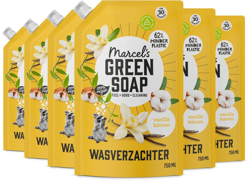 Ricarica ammorbidente sapone verde Marcel's - cotone vaniglia - 6 x 750 ml - 180 lavaggi