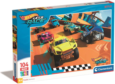 Puzzle clementoni puzzle super color maxi hot wheels, 104st.