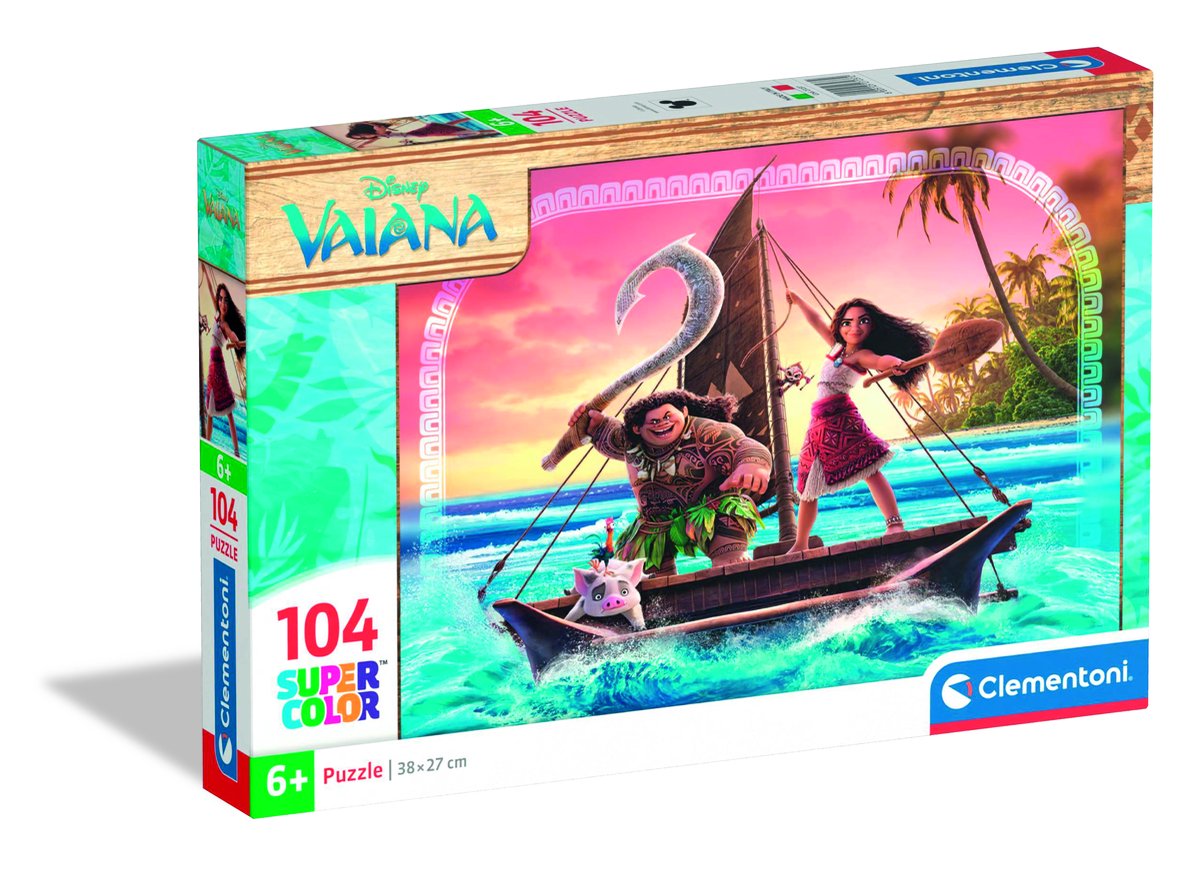 Disney clementoni vaiana 2 puzzle 104 pezzi - super puzzle per bambini - giocattoli educativi - puzzle per bambini, ragazze e ragazzi dai 6 anni