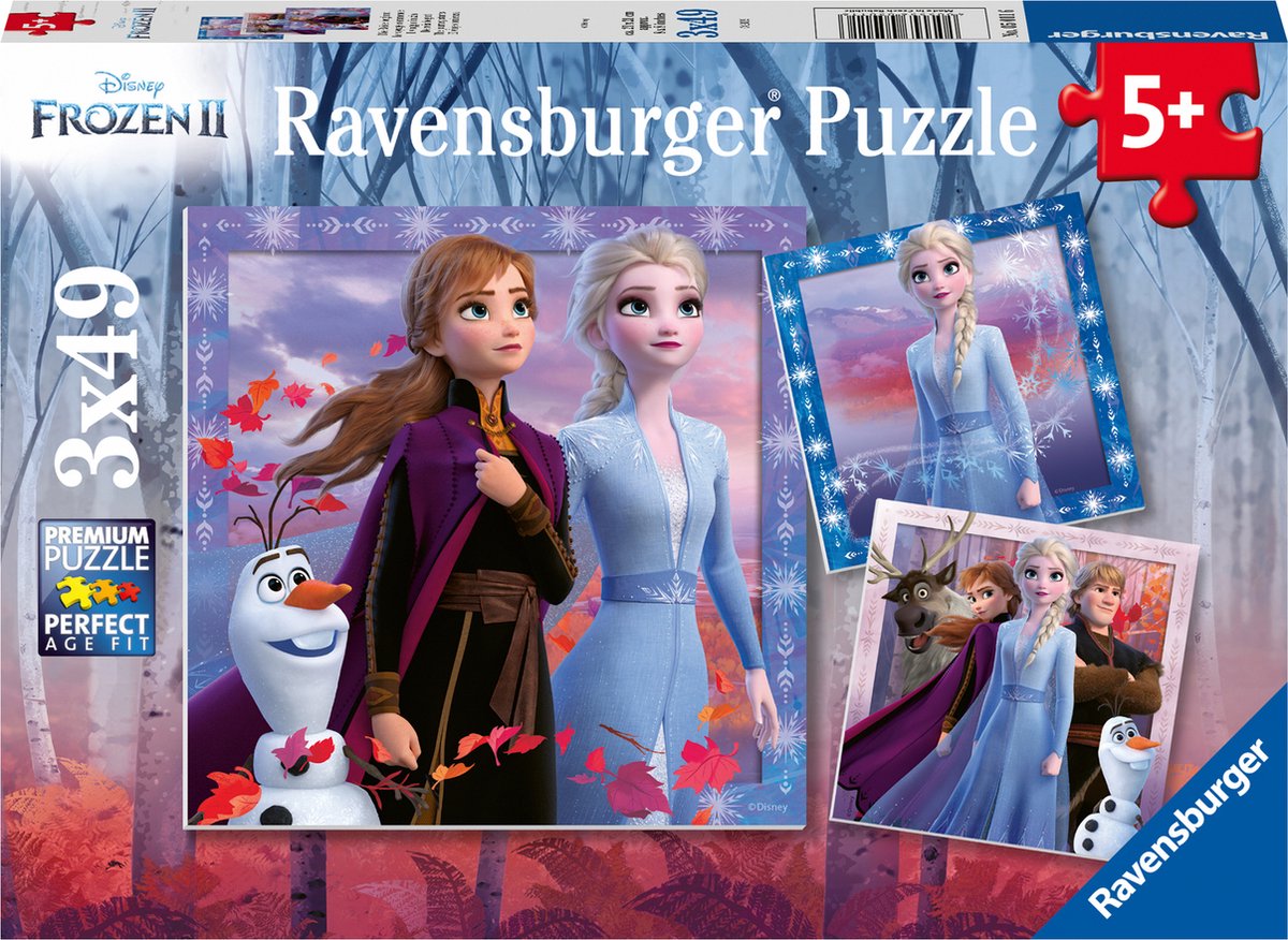 Ravensburger puzzle disney frozen 2 - 3 x 49 pezzi - puzzle per bambini