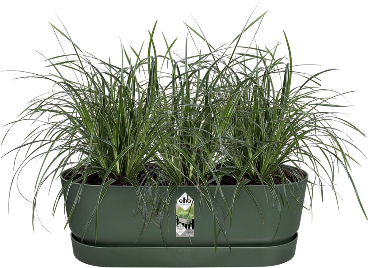 Elho greenville easy balcony 52 - balkonbak met ophanging - 100% gerecycled plastic - l52 x b21.2 x h19.4 cm - blad groen