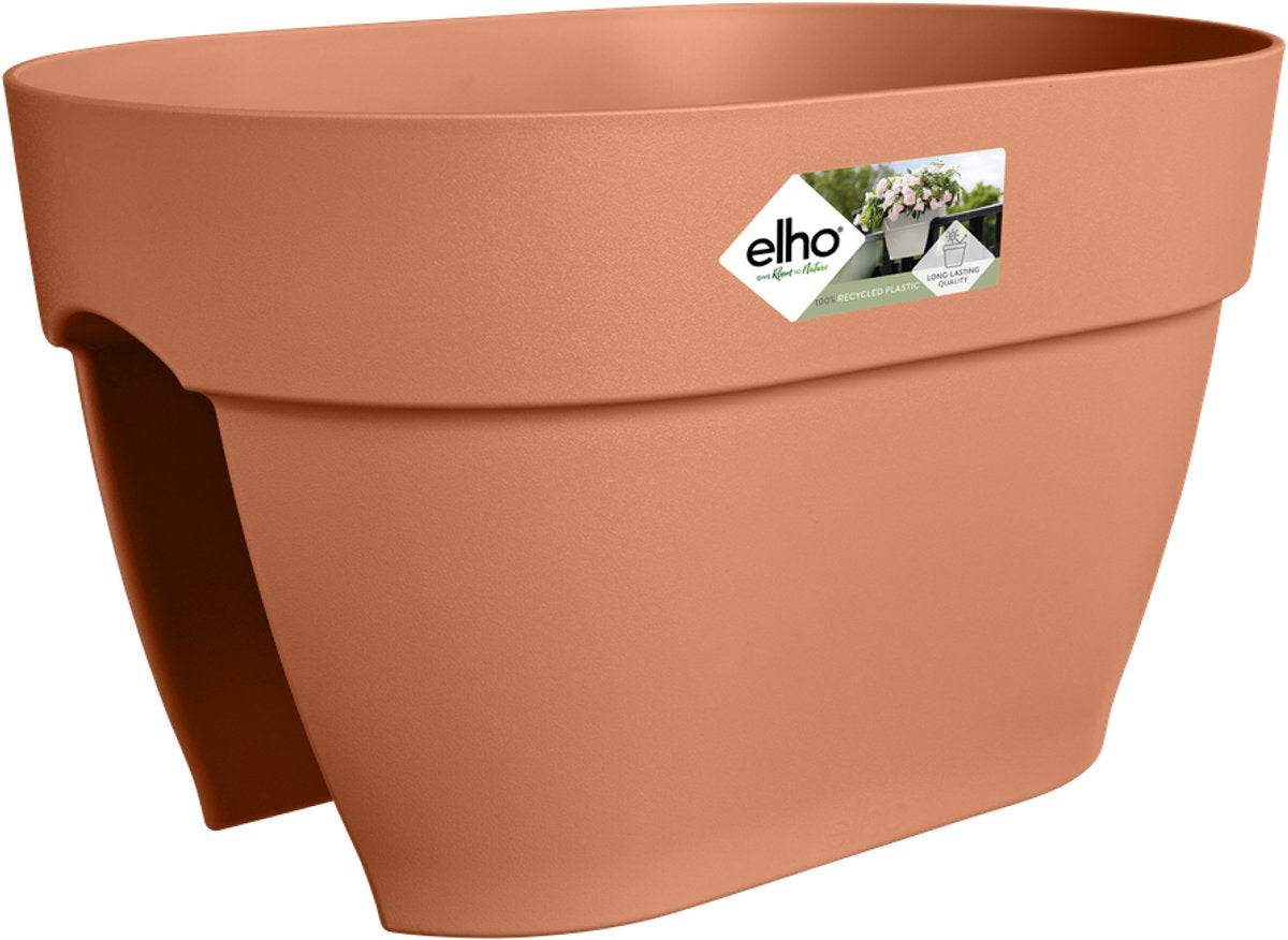 Elho vibia campana flower bridge 40 - macetero para barandilla de balcón - plástico 100% reciclado - ø 39,0 x h 22,0 cm - terra