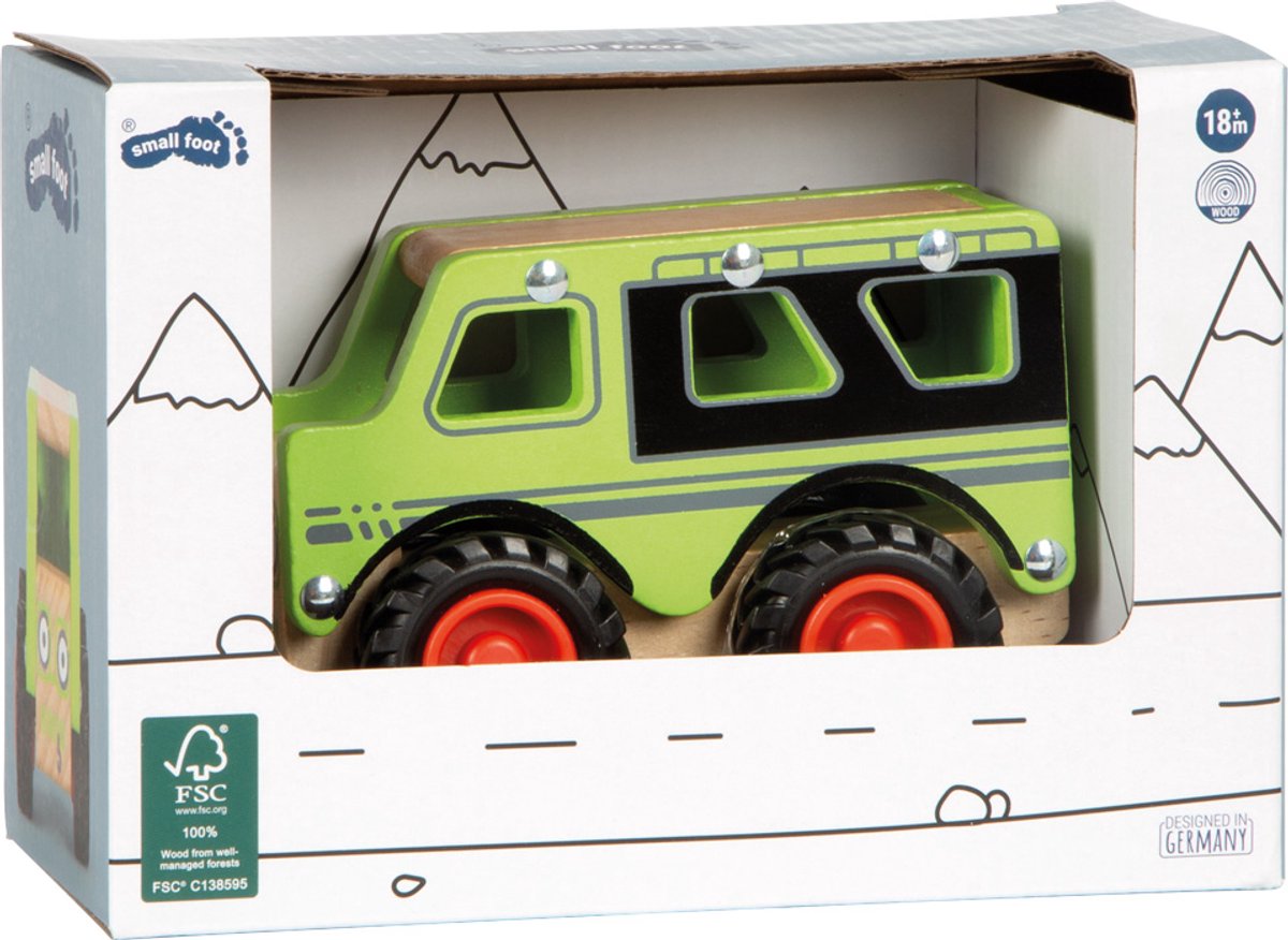 Pequeño jeep de madera de madera de madera