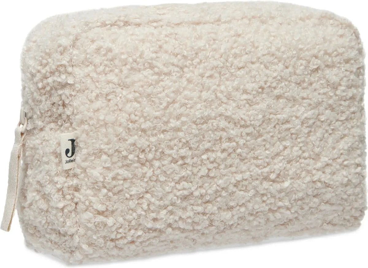 Jollein - etui (boucle - naturel) - 100% polyester - luieretui, baby toilettas - 21x14cm
