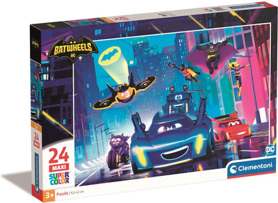 Clementoni - puzzle - 24 pezzi - maxi batwheel - puzzle per bambini - dai 3 anni