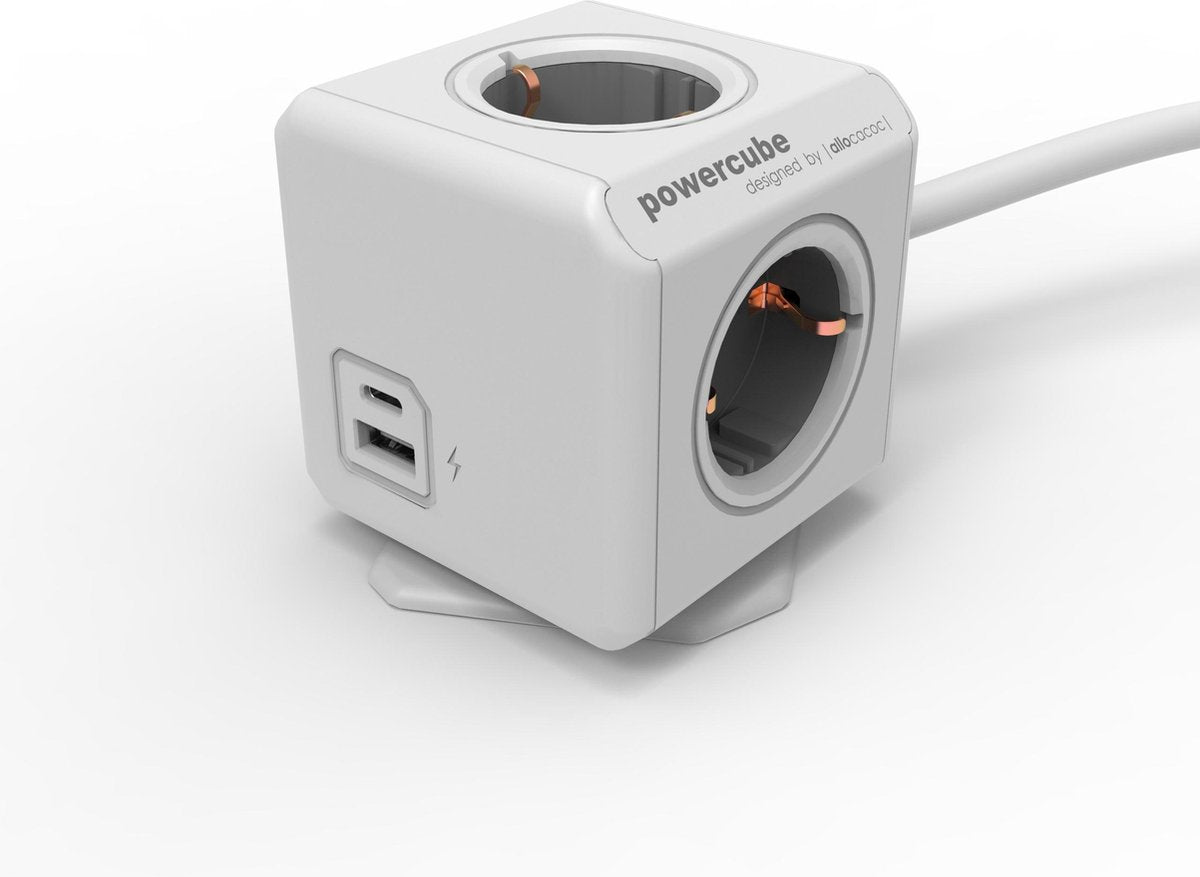 Designnest originale powercube esteso USB A+C - prolunga multipresa - 4 prese - cavo da 1,5 m - con messa a terra (tipo F) - con docking station