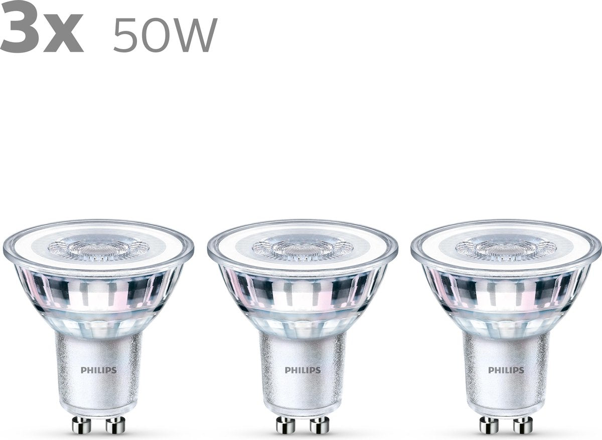 Faretto LED Philips a risparmio energetico - 50 w - GU10 - luce bianca fredda - 3 pezzi - risparmia sui costi energetici