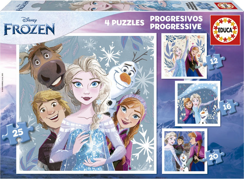 Educa - puzzle progressivo - frozen - 4 puzzle da 12-16-20-25 pezzi