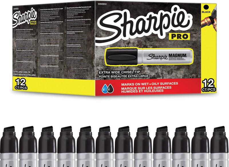 Pennarello indelebile Sharpie Pro Magnum | punta a scalpello | nero | 12 pezzi