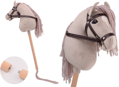 Johntoy Holly Horse - cavallo da hobby di lusso con bastone corto, ca. 80 cm con cavezza, cavallo da passeggio per bambini senza suono