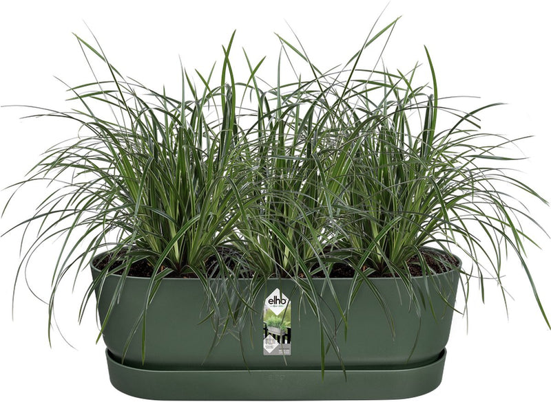 Elho greenville easy balcony 52 - balkonbak met ophanging - 100% gerecycled plastic - l52 x b21.2 x h19.4 cm - blad groen