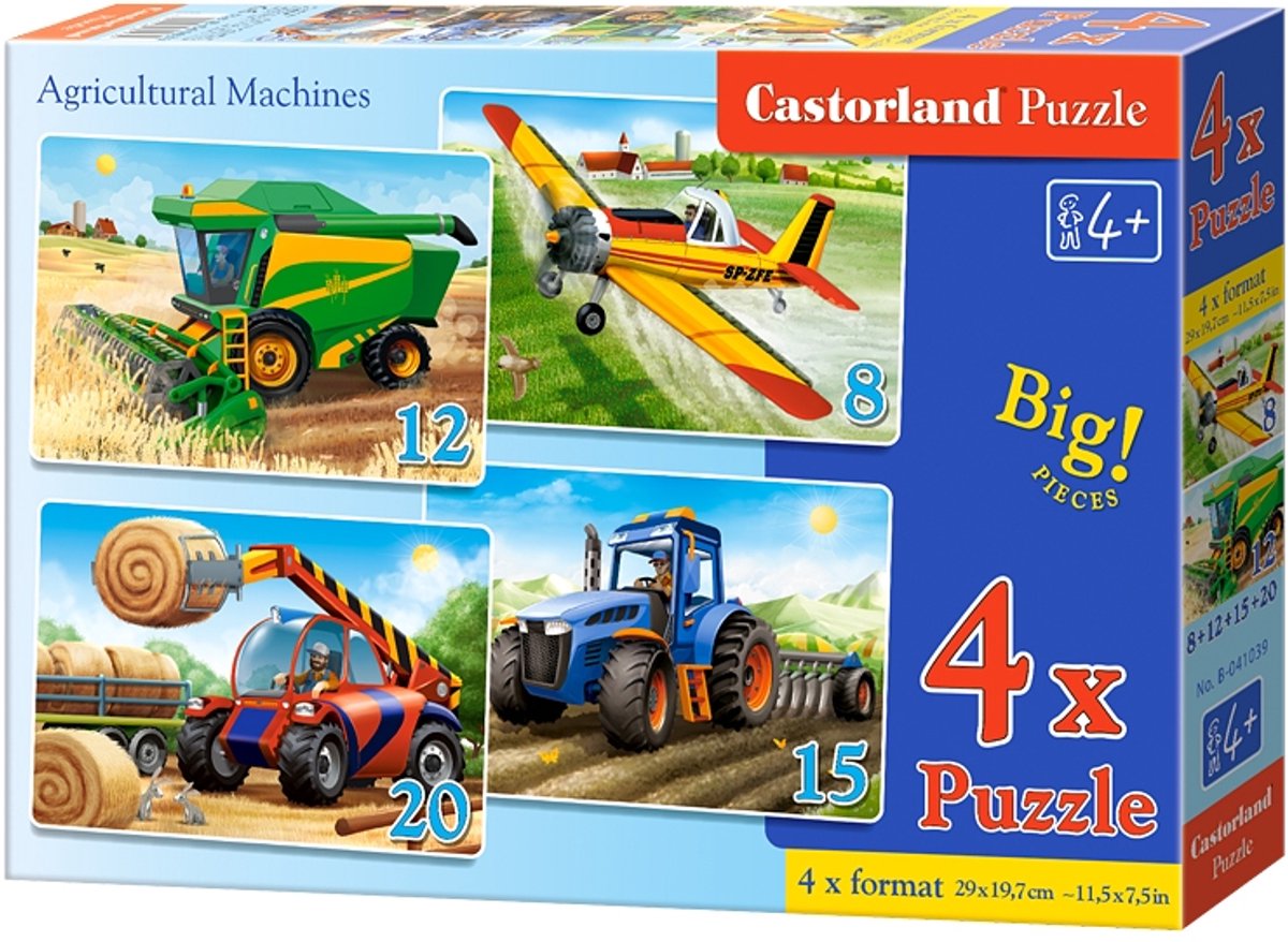 Castorland 4x1 puzzle 8-12-15-20 agricultural machines