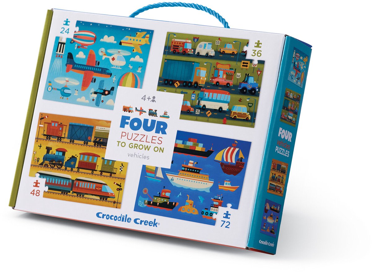 Set di puzzle veicoli Crocodile Creek - puzzle colorati per bambini.