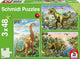 Schmidt - puzzle - avventure con i dinosauri - 3 x 48 pezzi - bambini - da 4 anni