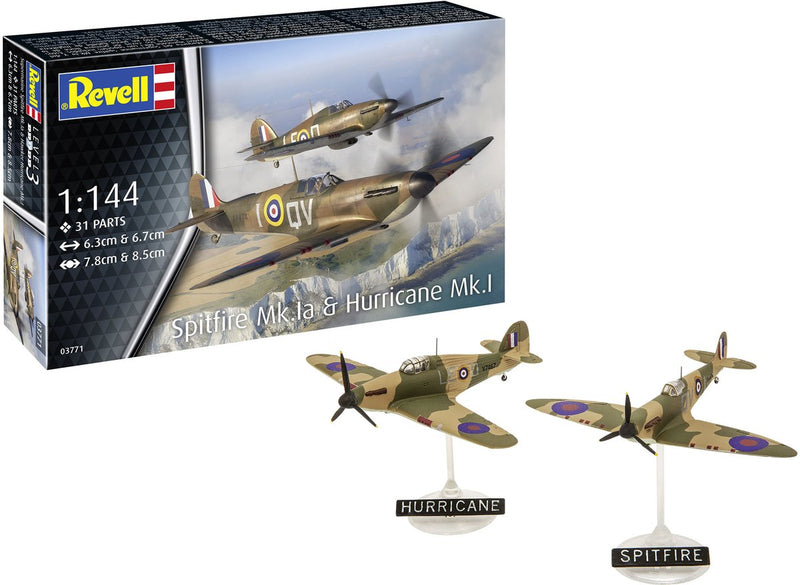 Maqueta Revell - Spitfire mk.1a Hurricane mk.1 1:144 - 31 piezas.