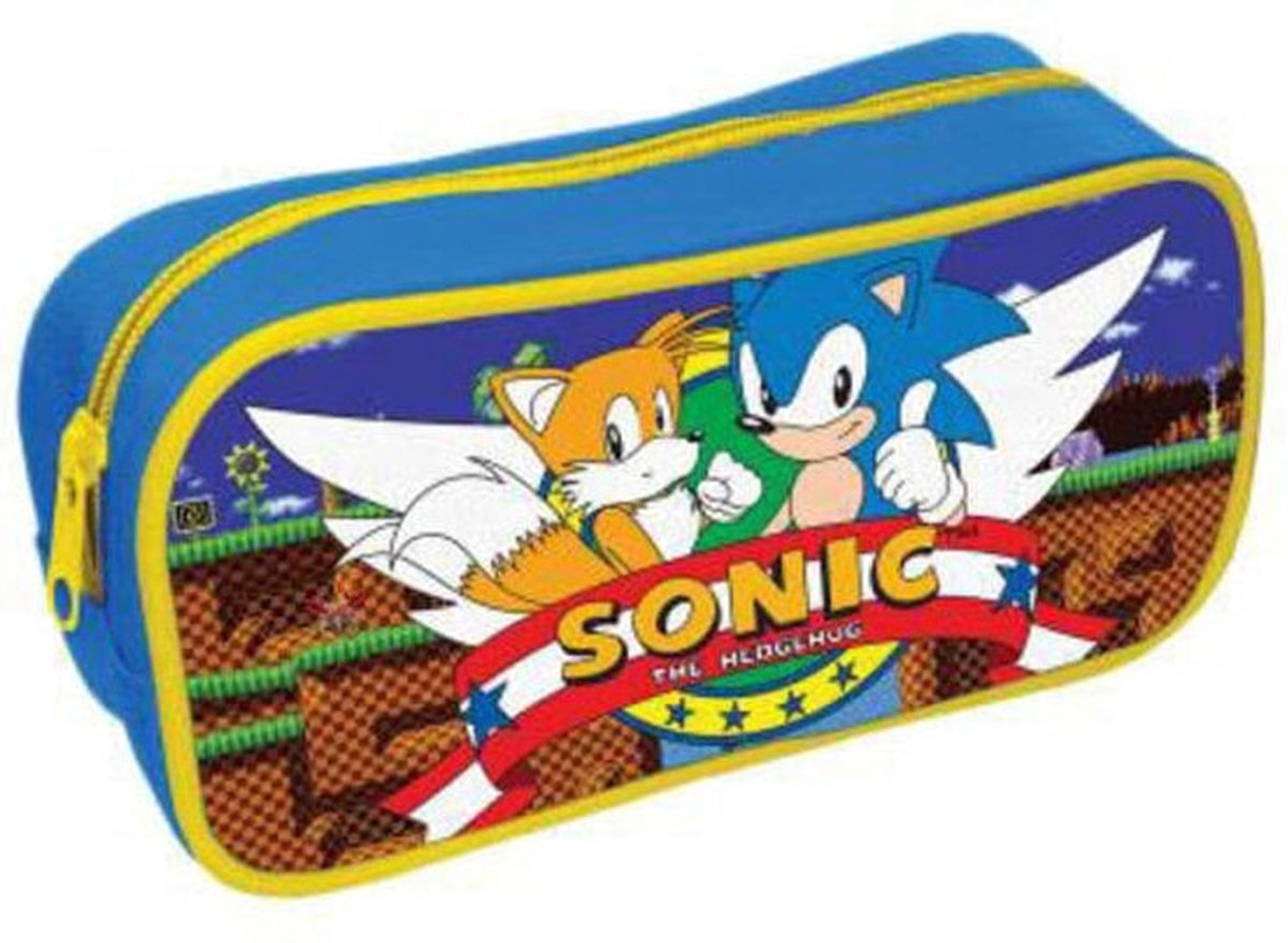 Astuccio internazionale Pyramid - sonic the hedgehog - blu giallo - gameplay sonic tails - 22x11x5.5cm