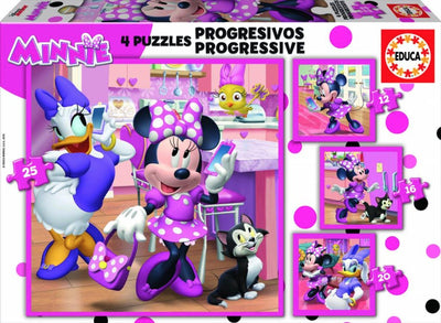 Educa puzzle minnie mouse progresivo - Puzzle de cartón 4 en 1.