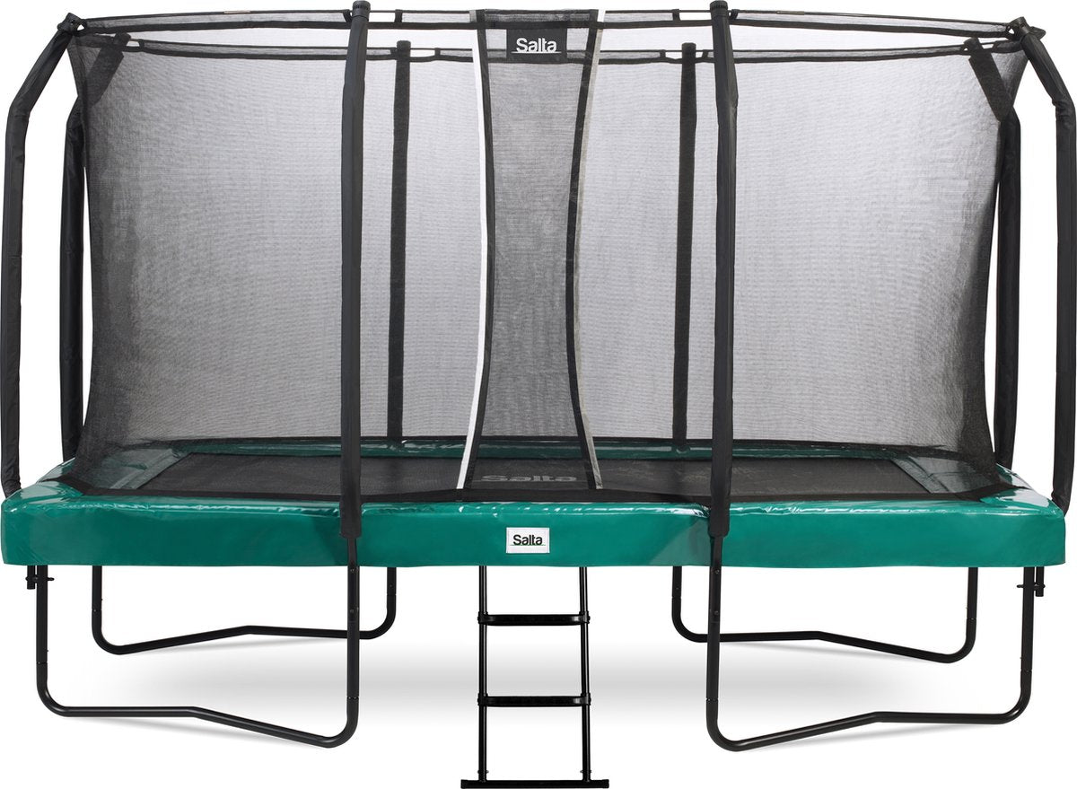 Salta primera clase - trampolín con red de seguridad y escalera - 427 x 244 cm - verde