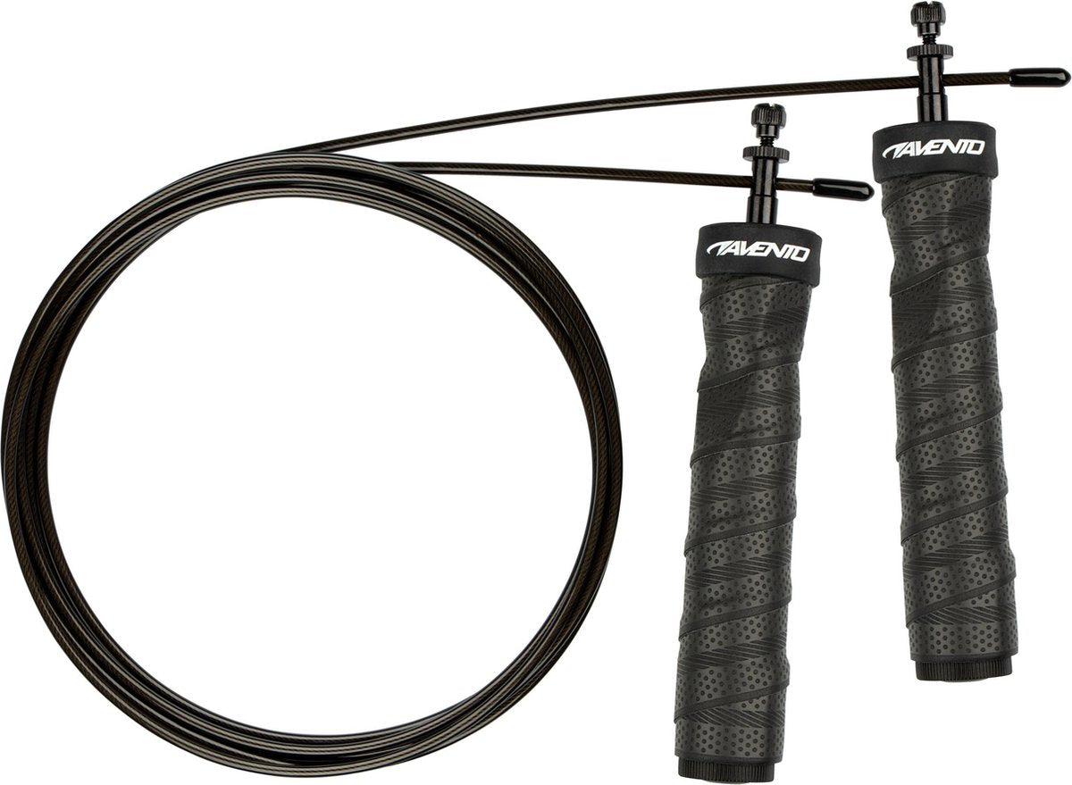 Avento springtouwset - heavy duty - verzwaard verstelbaar in gewicht - zwart