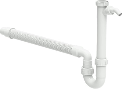 Sifone per tubo Schütte universale - 6 4 x ø 40-50 mm - plastica - scarico flessibile - bianco