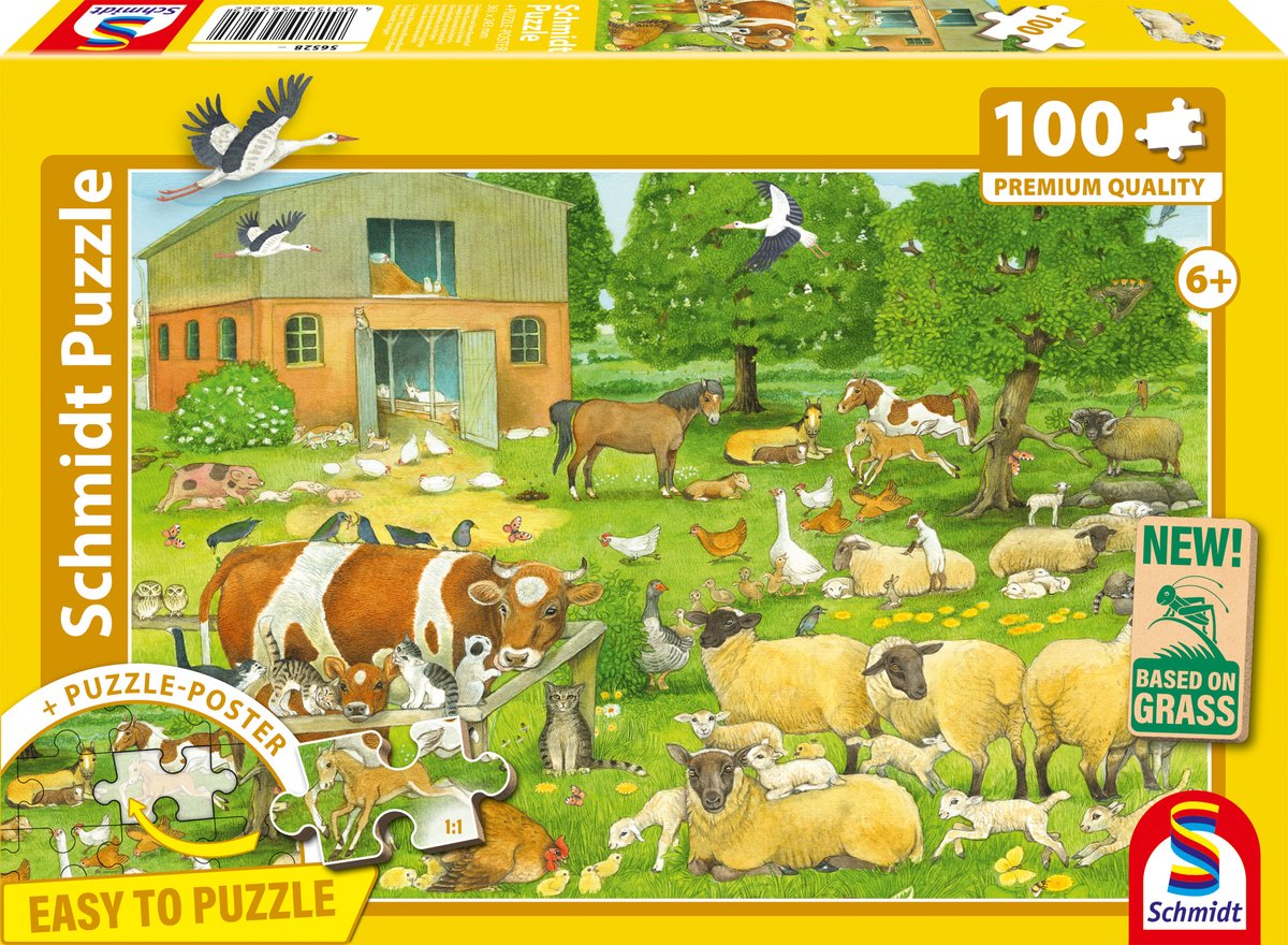 Schmidt - puzzle - animali della fattoria neonati - 100 pezzi - bambini - dai 6 anni