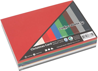 Creative Company Cardboard Cards Christmas Colours, 120 fogli
